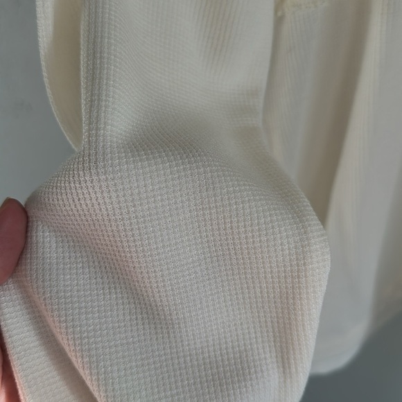 Lori Goldstein Thermal Lace Detail Cream asymmetrical Top XL - Picture 6 of 8